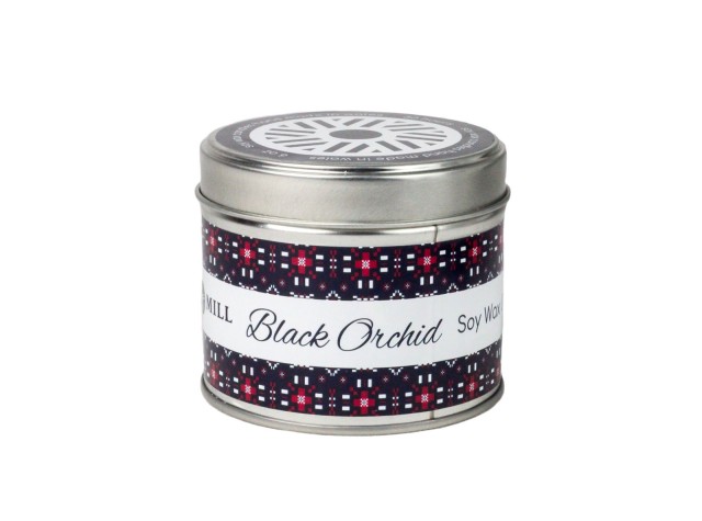 Black orchid Tin Candle